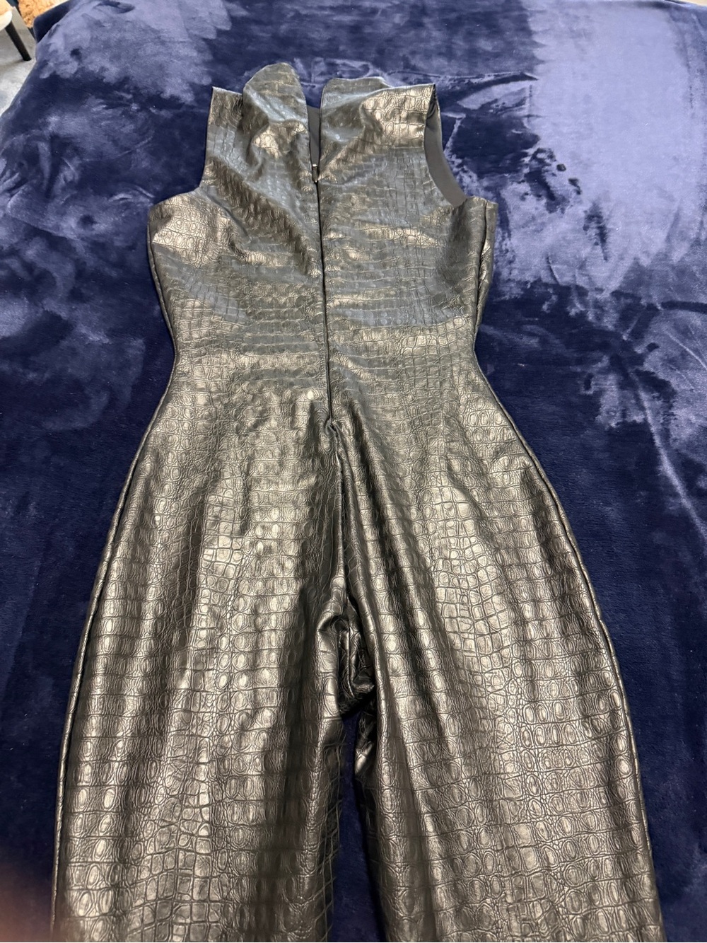 naked wardrobe Faux-Croc Sleeveless Jumpsuit in Black S/M